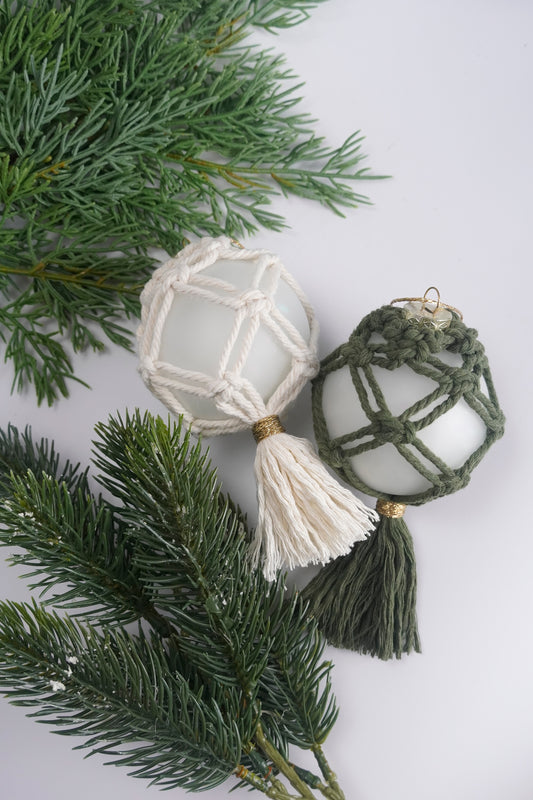 Macrame Wrapped Glass Ornament